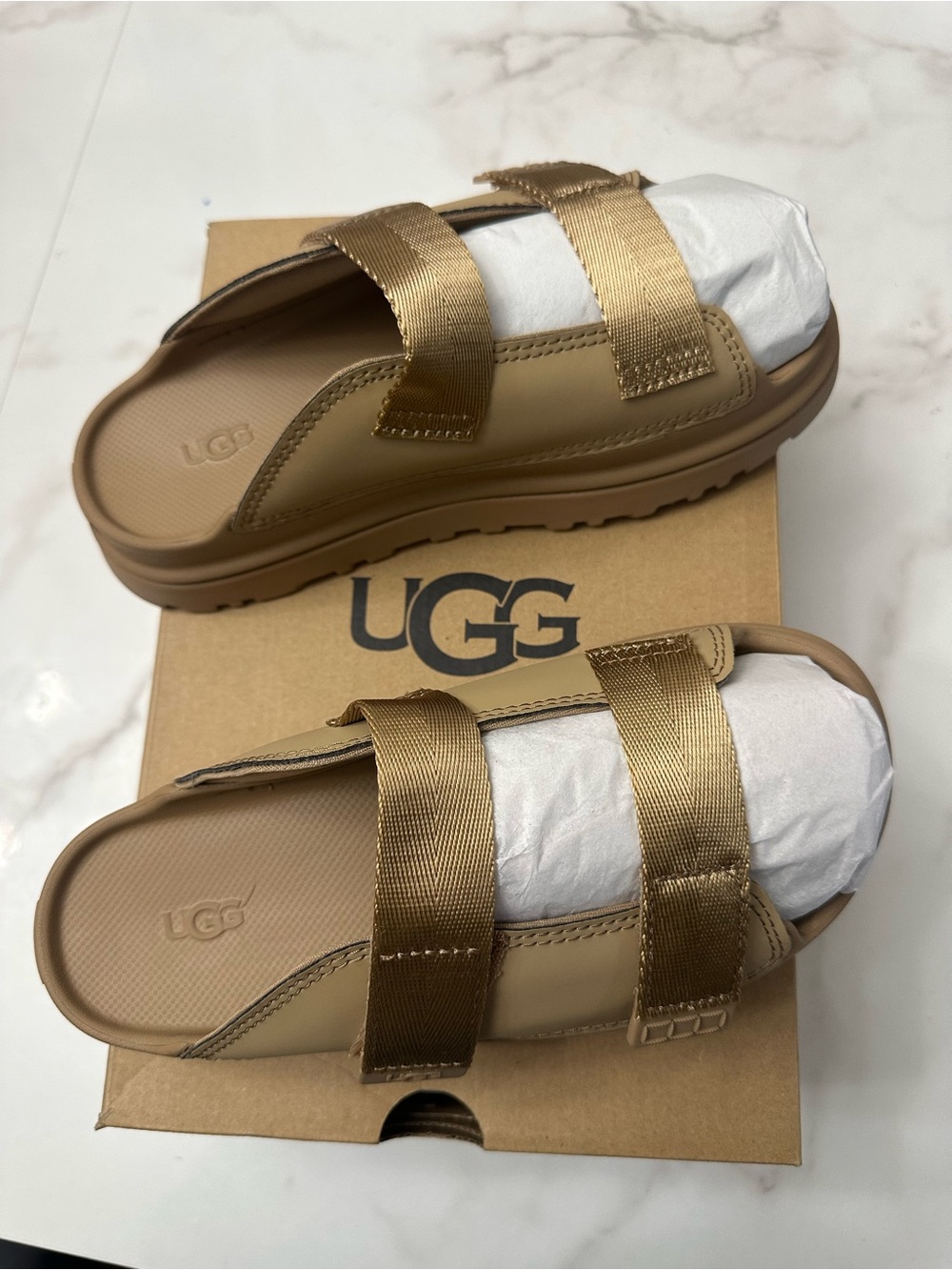 UGG Tan/Brown Adjustable Strap Slide Sandals Size 6